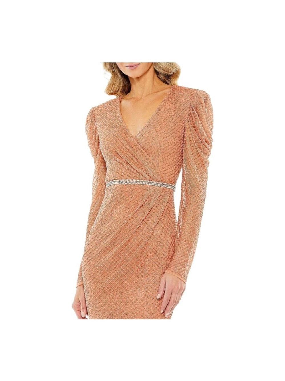 Mac Duggal Copper Beaded Midi Dress Plus Size 20 - Picture 5 of 12